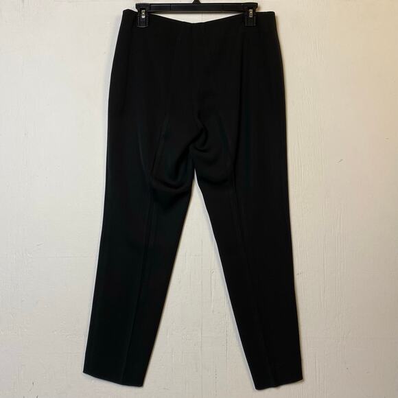 Akris Black Flat Front Silk Blend Slim Leg Crop Ankle Dress Pants Size 10 - Picture 4 of 8